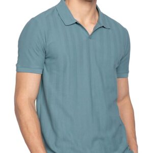 Premium Cotton, Herringbone Texture Johnny Collar Polo T-Shirt